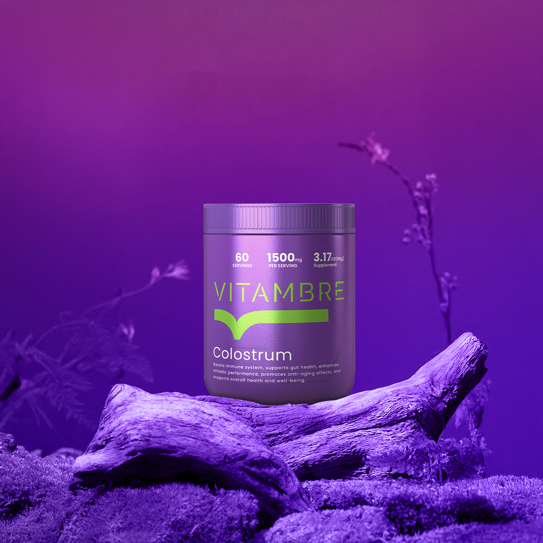 Vitambre Grass-Fed Bovine Colostrum – Natural Protein Powder for Gut Health, Skin Radiance, and Strong Immunity Healthcare Supplement Muscle Iron